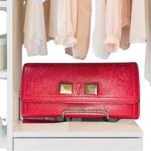 Salvatore Ferragamo Women’s Red Leather Wallet Goldtone Hardware Vintage